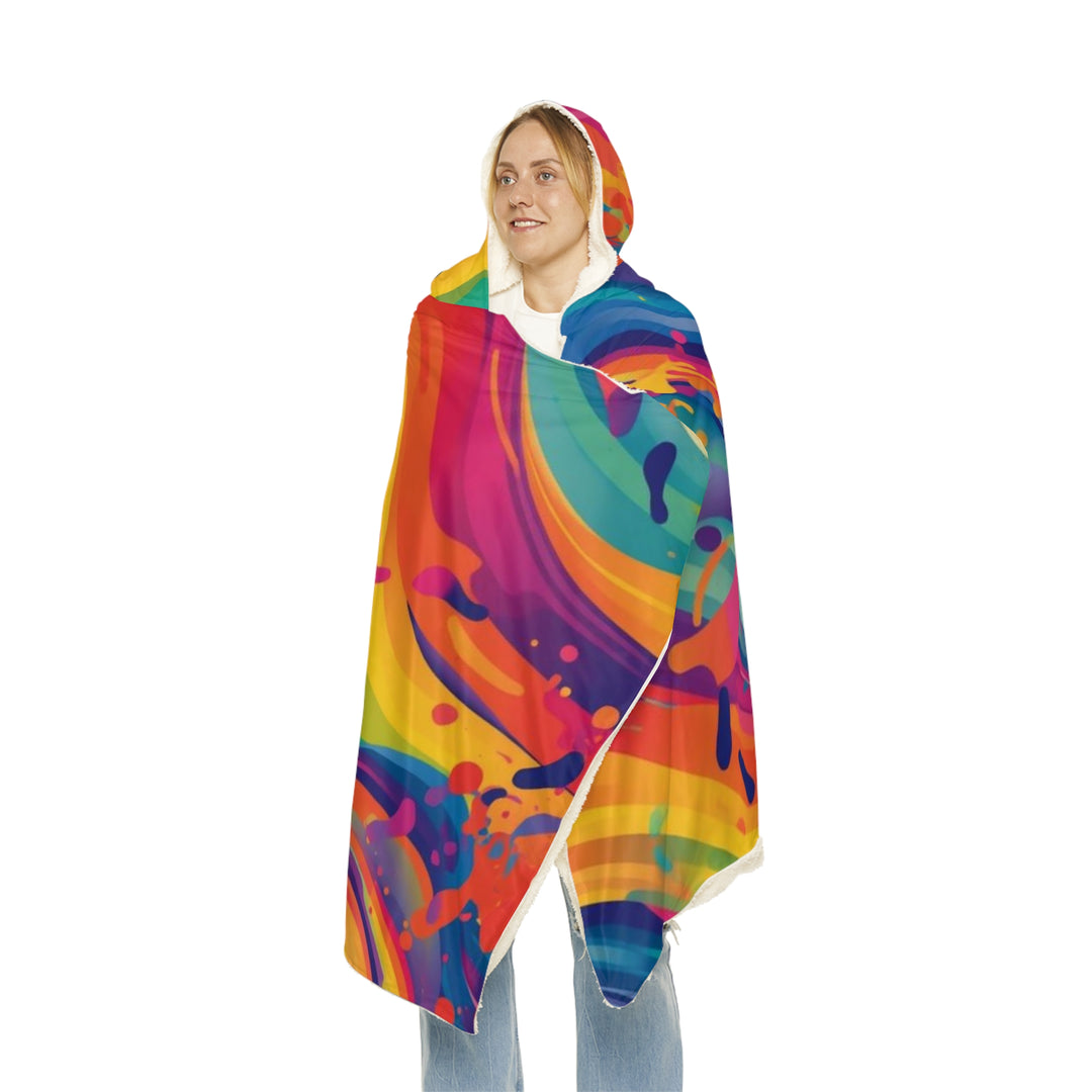 Snuggle Hooded Blanket – Ultra-Soft, Artistic Rainbow Abstract Design