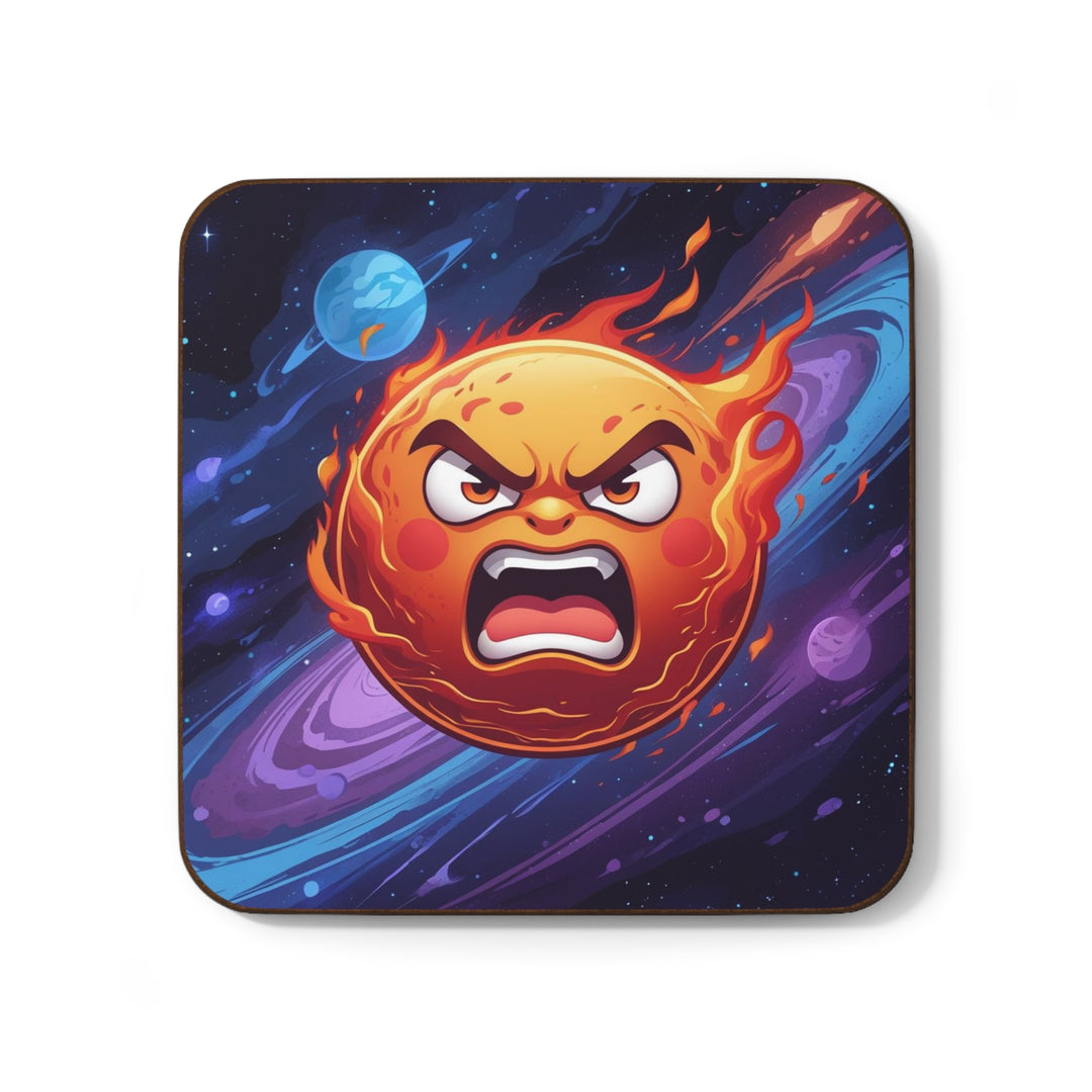 Fiery Cosmic Sun Hardboard Coaster – Vibrant, Durable, Trendy Table Saver