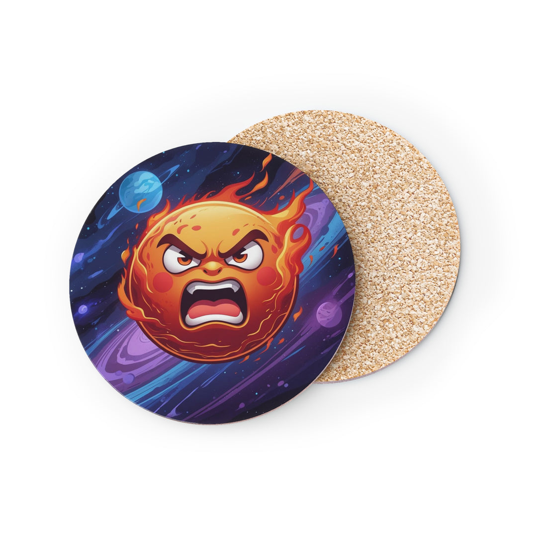 Fiery Cosmic Sun Coaster Set – Bold Cartoon Space Decor for Trendy Homes