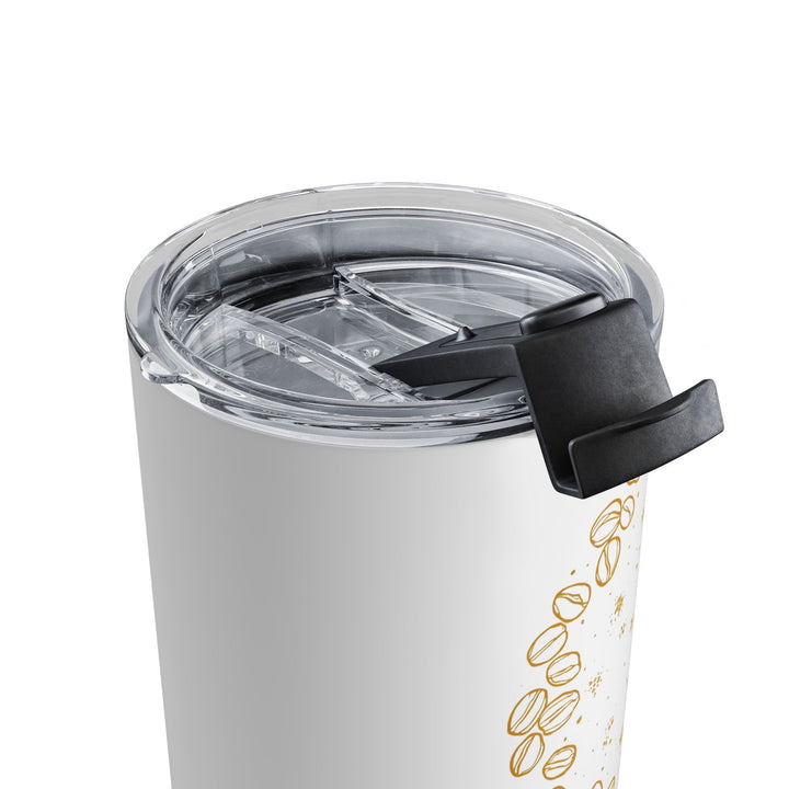 10oz Insulated Coffee Tumbler – Hand-Drawn Beans, Modern Café Chic