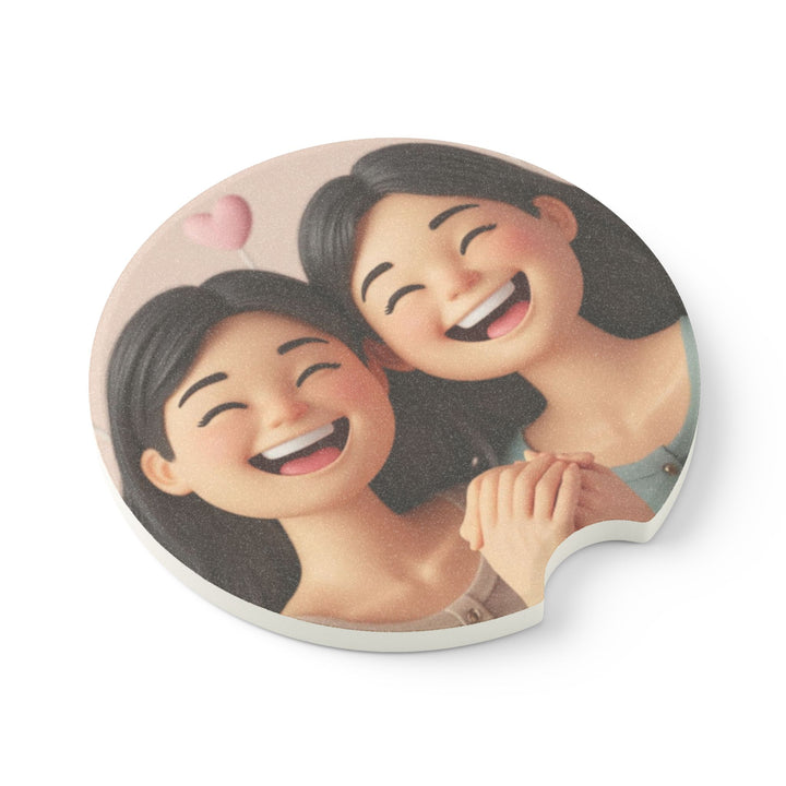 Soapstone Car Coaster – Cute 3D Cartoon Girls, Absorbent & Stylish Gift