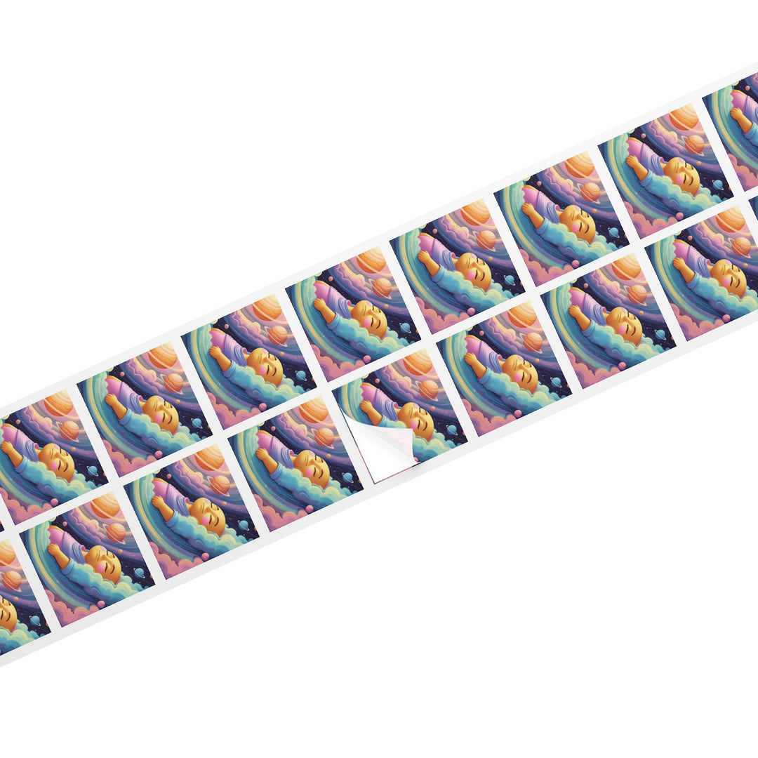 Cosmic Baby Square Sticker Label Rolls – Custom Durable Nursery Labels