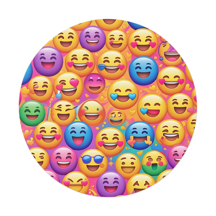 Custom Round Vinyl Stickers – Vibrant Emoji Smiley Faces, Waterproof Fun