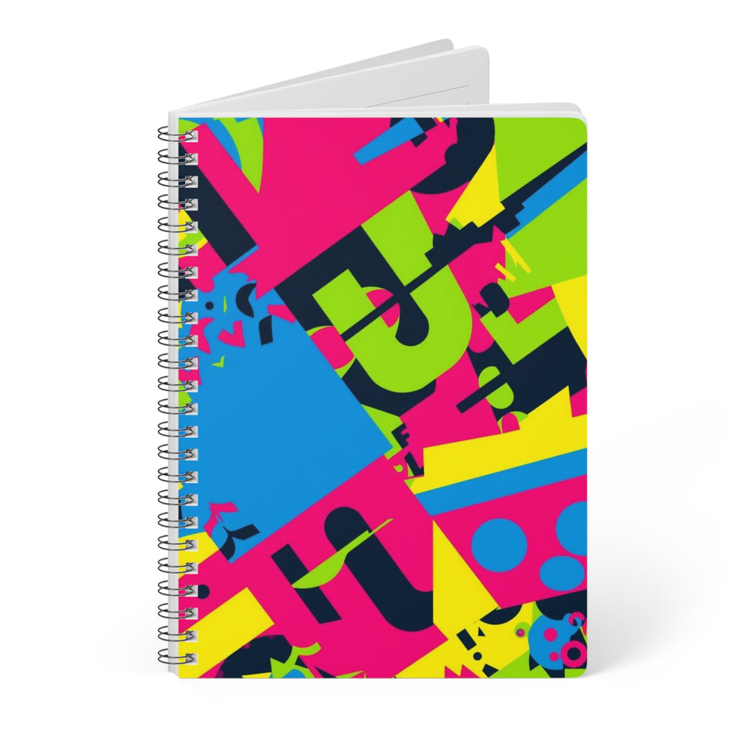 Wirobound A5 Softcover Notebook – Neon Geometric Urban Street Style