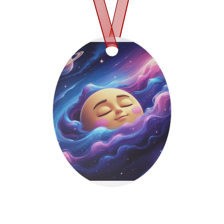 Galaxy Moon Metal Ornament – Custom Holiday Décor, Whimsical Starry Design