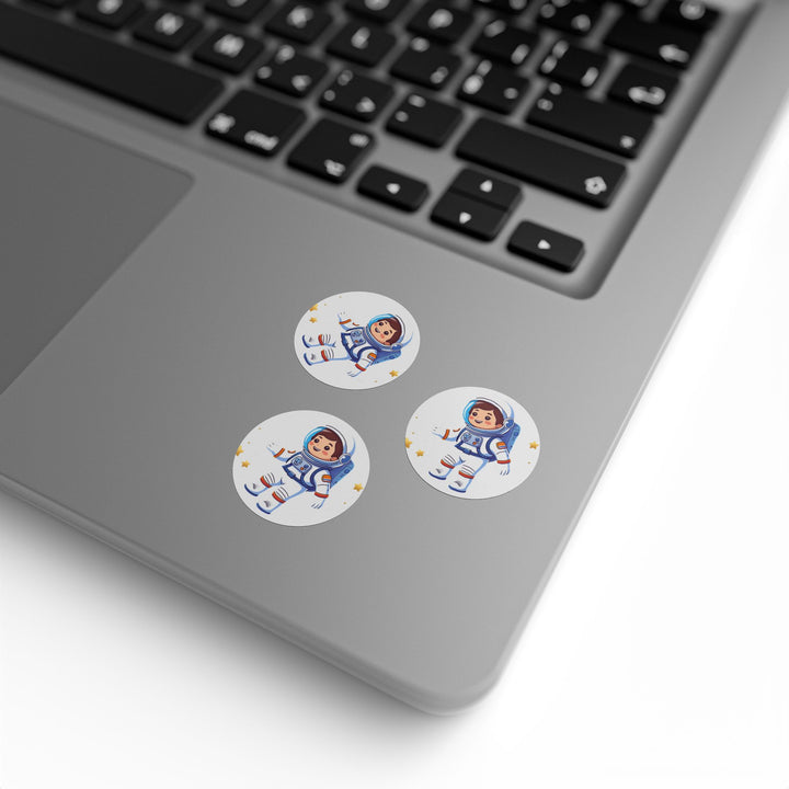 Space Astronaut Round Sticker Label Rolls – Durable, Fun Kids Design, Glossy