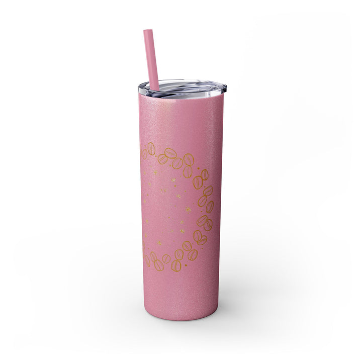 Coffee Lover’s 20oz Skinny Tumbler – Chic Hand-Drawn Beans & Straw