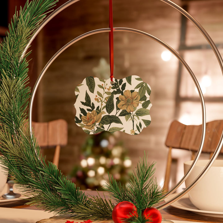 Vintage Floral Aluminum Ornament – Elegant Matte, Personalize & Gift (1-20pc)