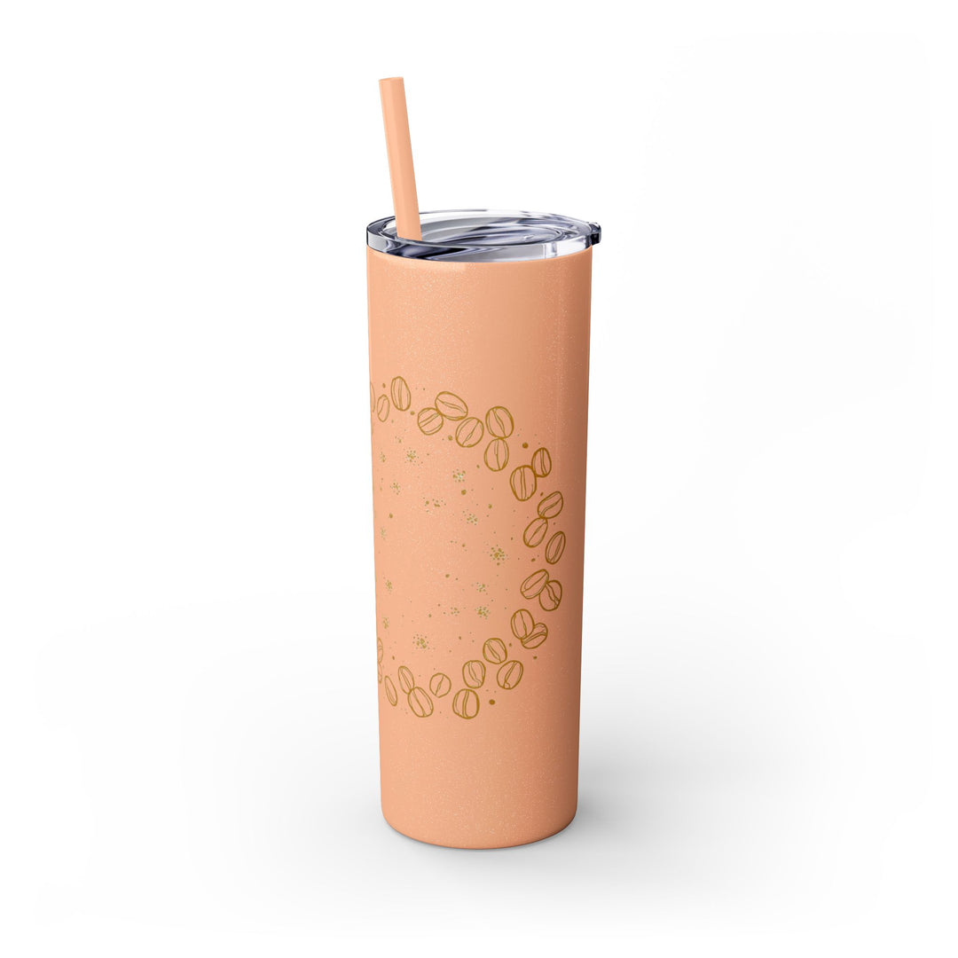 Coffee Lover’s 20oz Skinny Tumbler – Chic Hand-Drawn Beans & Straw