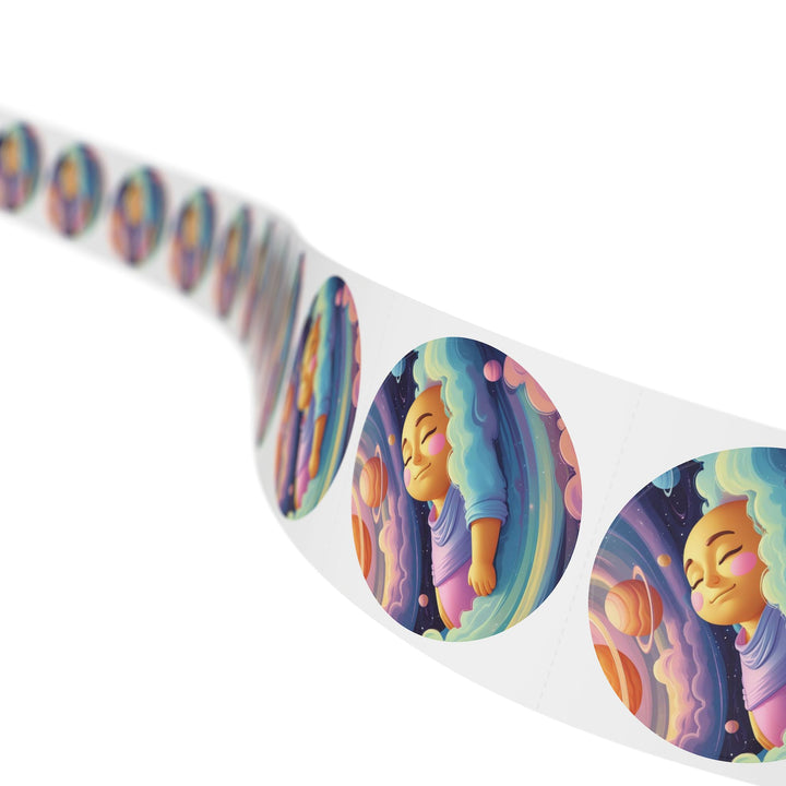 Cosmic Dream Round Sticker Rolls – Durable, Glossy, Pastel Galaxy Labels