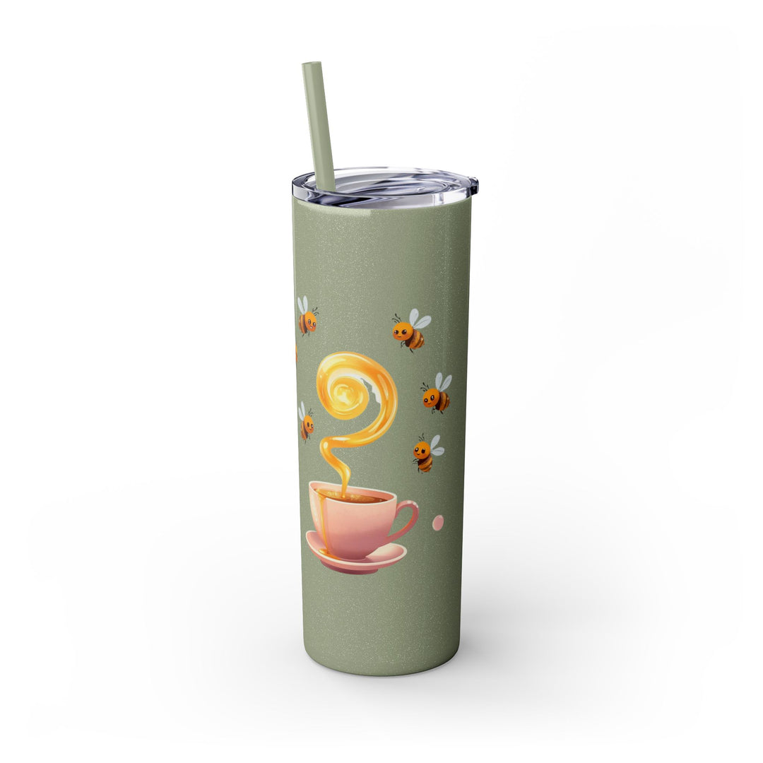 Pink Honeybee 20oz Skinny Tumbler with Straw – Cute Tea Cup Design