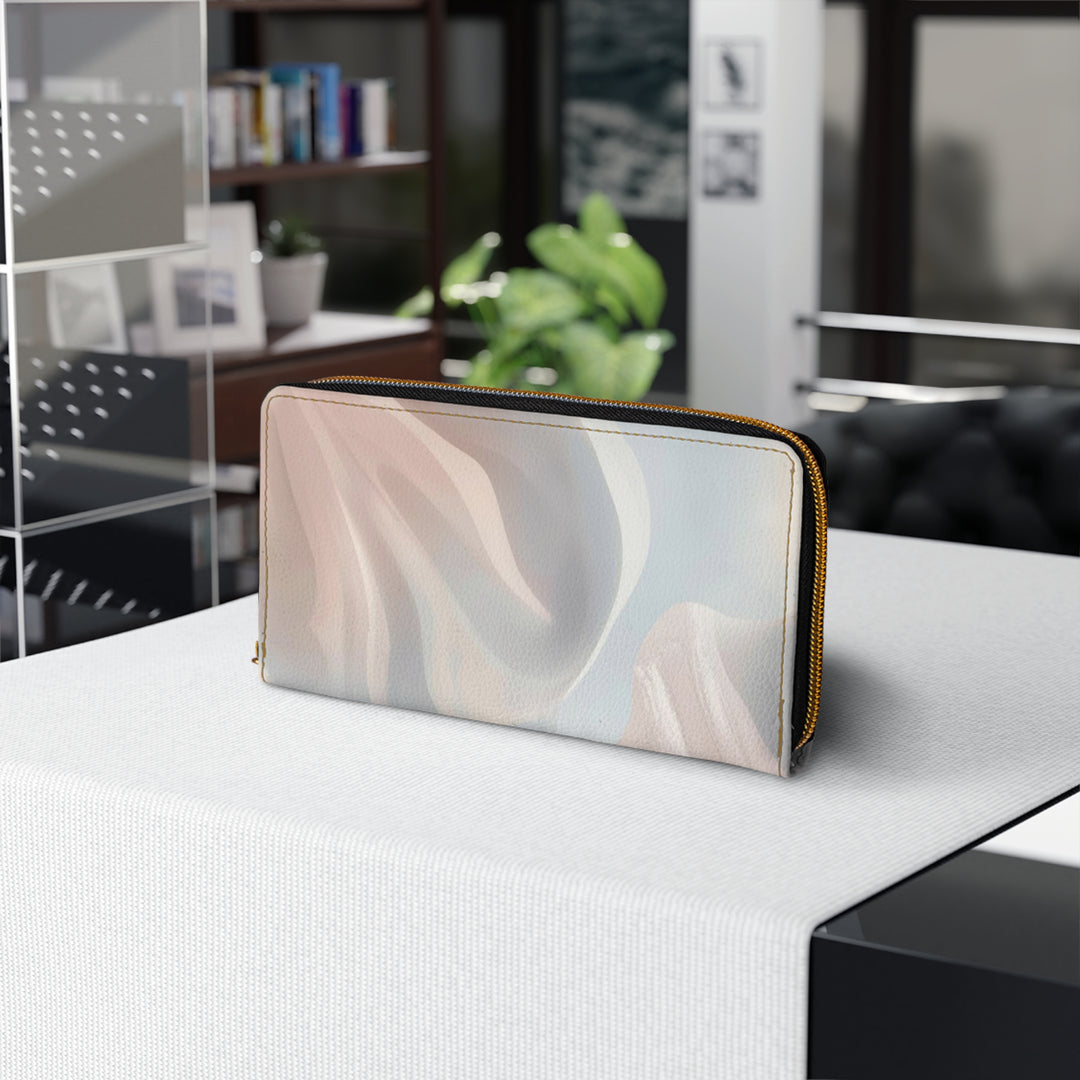 Sleek Personalized Zipper Wallet – Abstract Pastel Modern Faux Leather