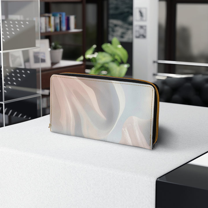 Sleek Personalized Zipper Wallet – Abstract Pastel Modern Faux Leather