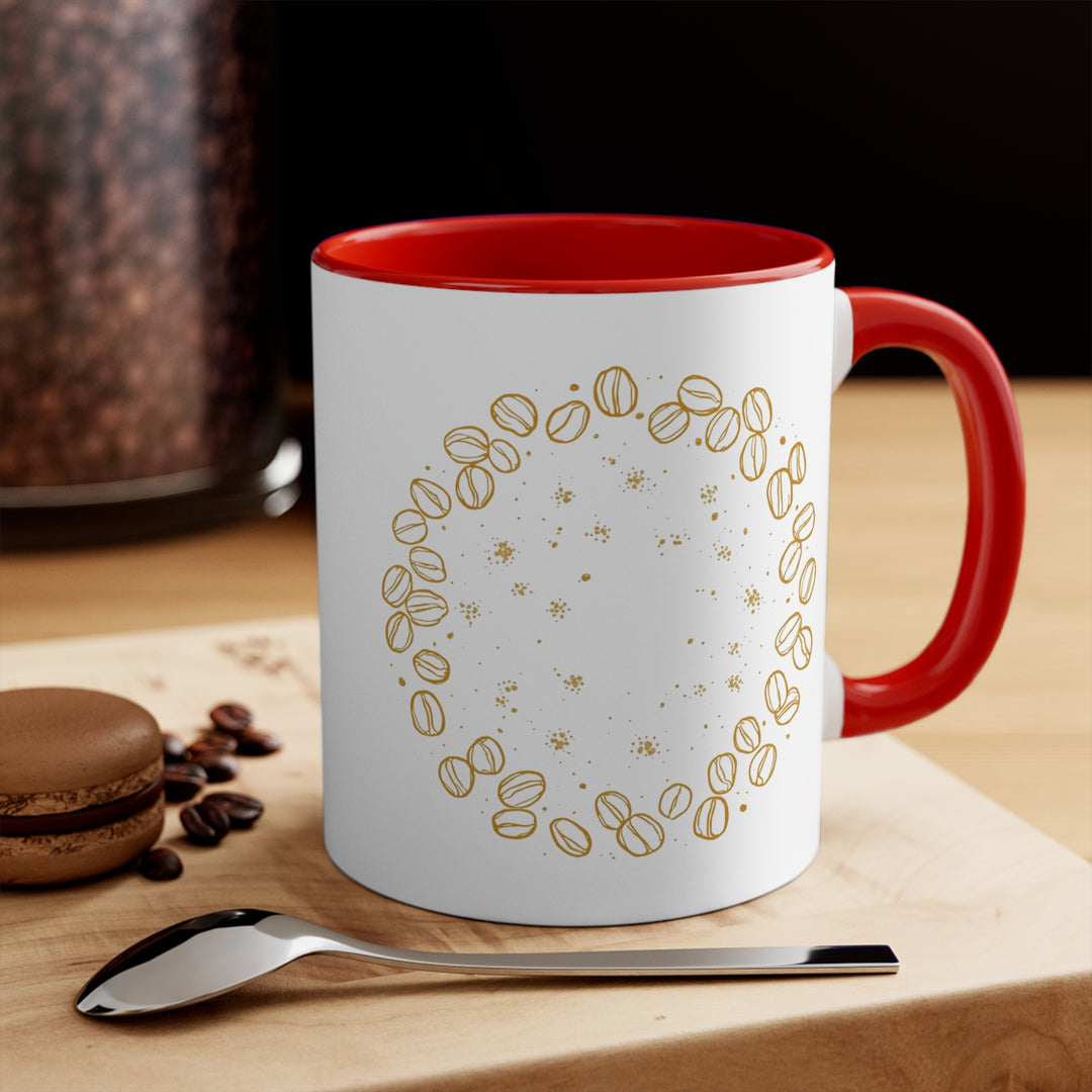 Custom Accent Mug – Hand-Drawn Coffee Beans, Artistic Black Café Vibes