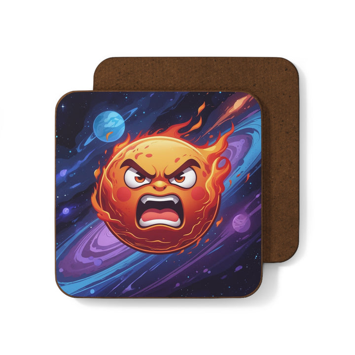 Fiery Cosmic Sun Hardboard Coaster – Vibrant, Durable, Trendy Table Saver