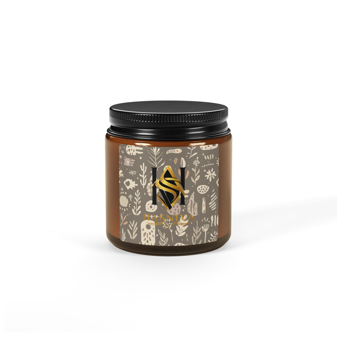 Amber Jar Scented Soy Candle | Modern Boho Botanical, 4oz & 9oz