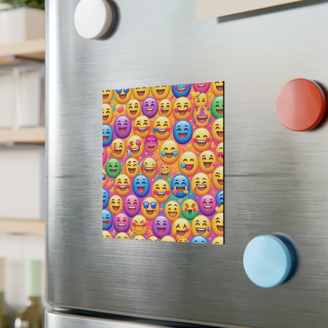 Personalized Square Magnet – Fun Emoji Pattern, Durable & Customizable Gift
