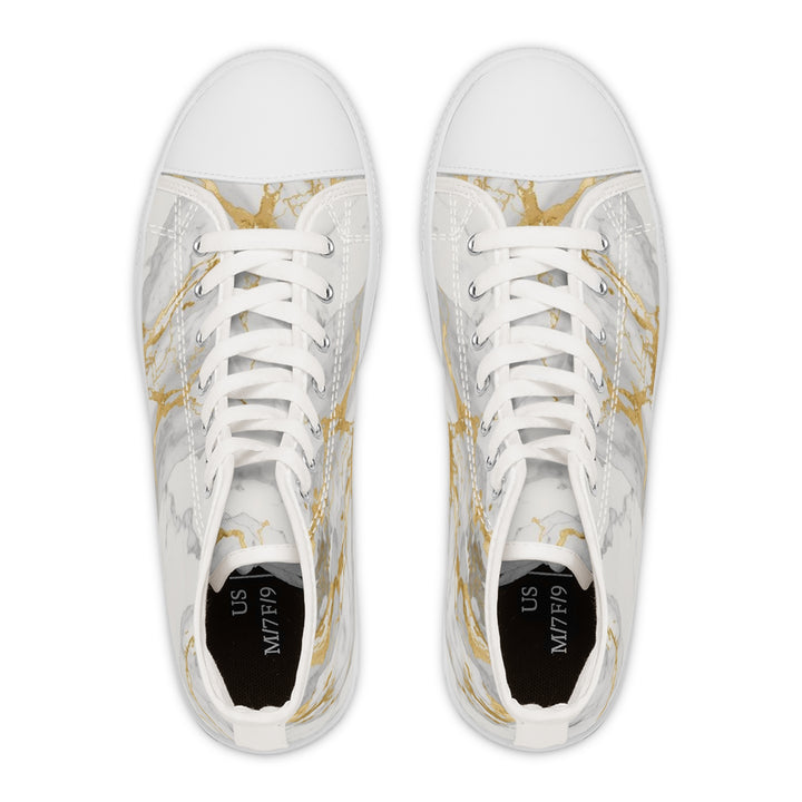 Women's Marble High Top Sneakers – Gold Vein Luxe, Stylish & Comfy
