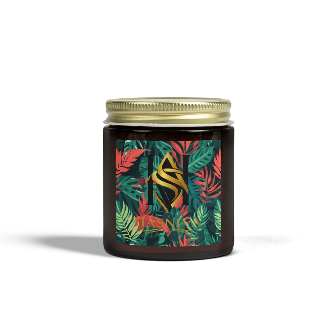 Hand-Poured Coconut Apricot Scented Candle – Tropical Leaf, 4oz/9oz