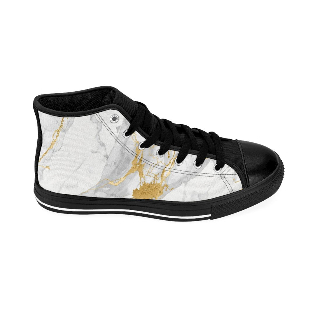 Men’s High-Top Classic Sneakers – Marble Gold Design, Trendy & Comfy