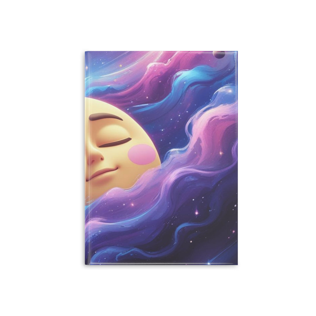 Hardcover Puffy Notebook – Dreamy Galaxy Moon | Plush, Customizable Journal