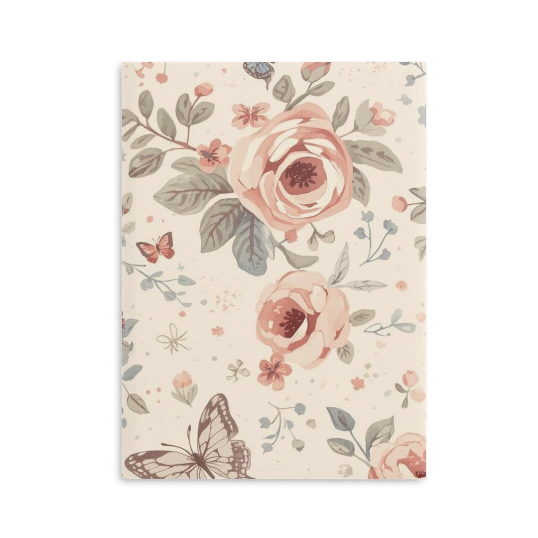Floral Puffy Hardcover Notebook – Luxe Pastel Roses, Customizable, A4/A5/B5