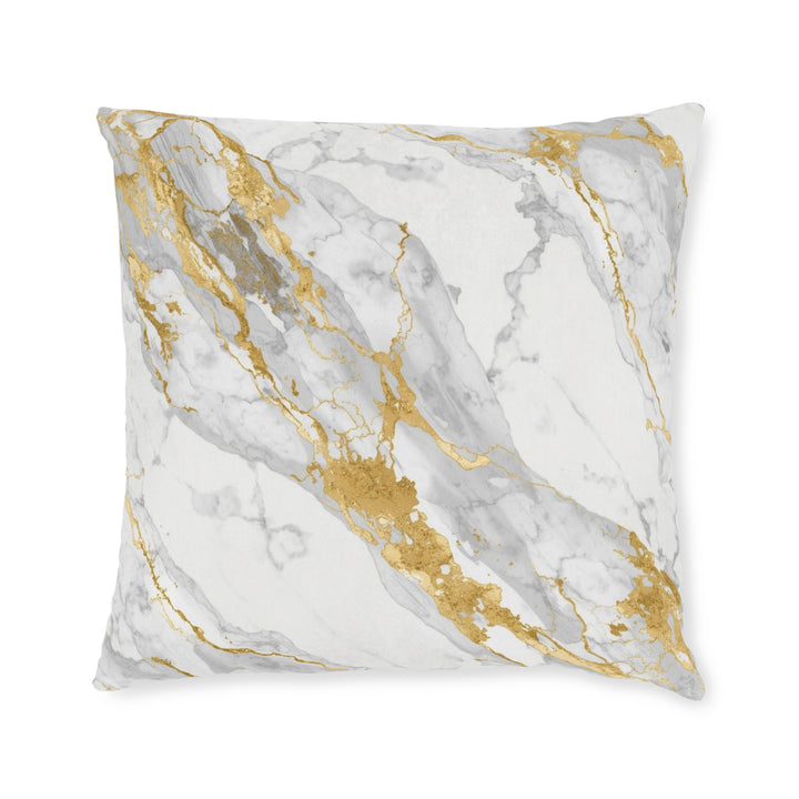 Chic Marble Square Pillow – Custom, Gold Accent, Pink Back, Luxe Decor