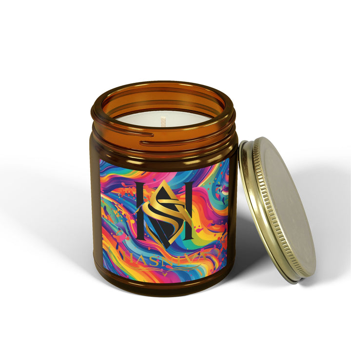 Vibrant Rainbow Abstract Scented Candle | Hand-Poured Coconut Apricot Wax