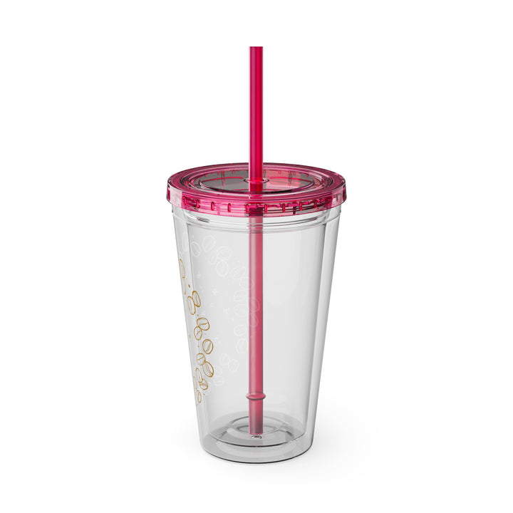 Sunsplash 16oz Coffee-Bean Tumbler with Straw – Stylish Café Vibes To-Go