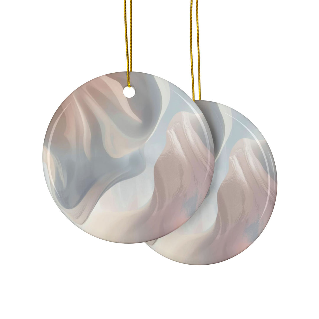 Custom Double-Sided Ceramic Ornaments – Modern Pastel Abstract – 1/3/5/10pc