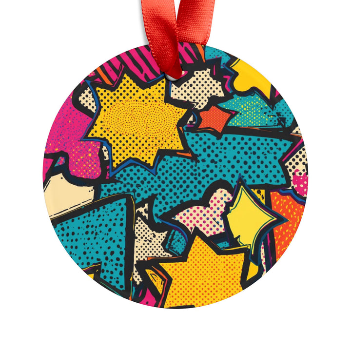 Personalized Pop Art Acrylic Ornament with Ribbon – Vibrant Comic Book Style
