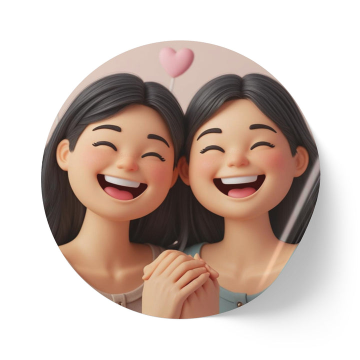 Joyful Friends 3D Cartoon Round Sticker Label Rolls – Durable & Stylish