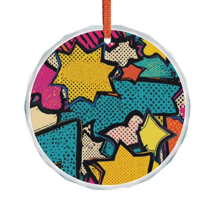 Pop Art Crystal Glass Ornament – Vibrant Comic Book Decor, Round/Heart