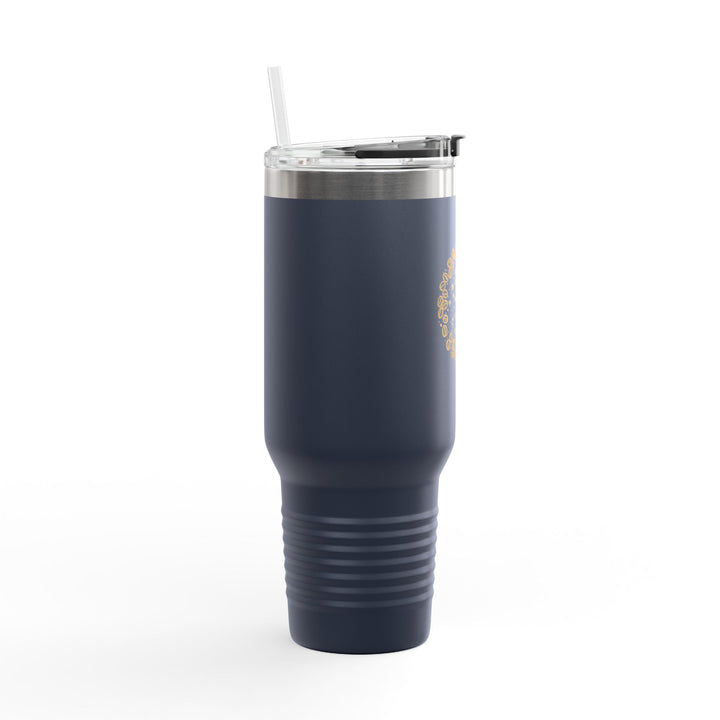 40oz Insulated Travel Mug – Coffee Bean Art, Leakproof, Trendy Black