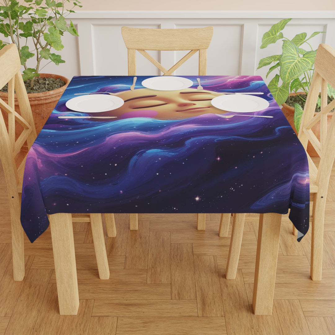 Personalized Galaxy Moon Tablecloth – Custom Cute Cosmic Space Decor 55x55