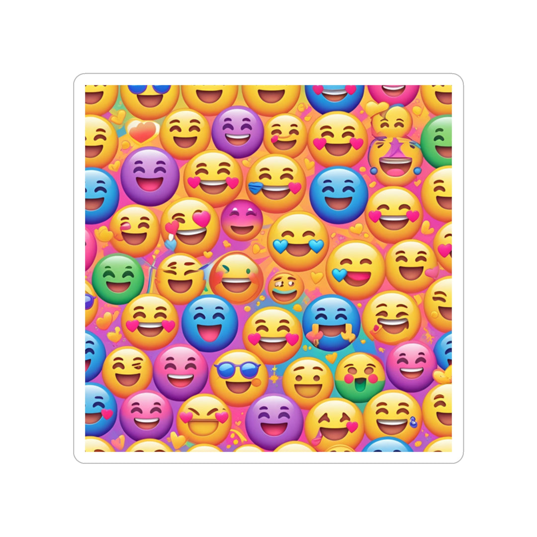 Joyful Emoji Transparent Die-Cut Outdoor Sticker – Colorful, Durable & Fun!