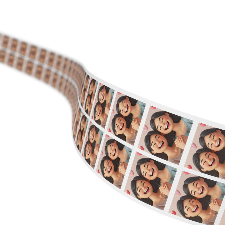 Joyful 3D Cartoon Girls Square Sticker Rolls – Cute, Durable Label Magic