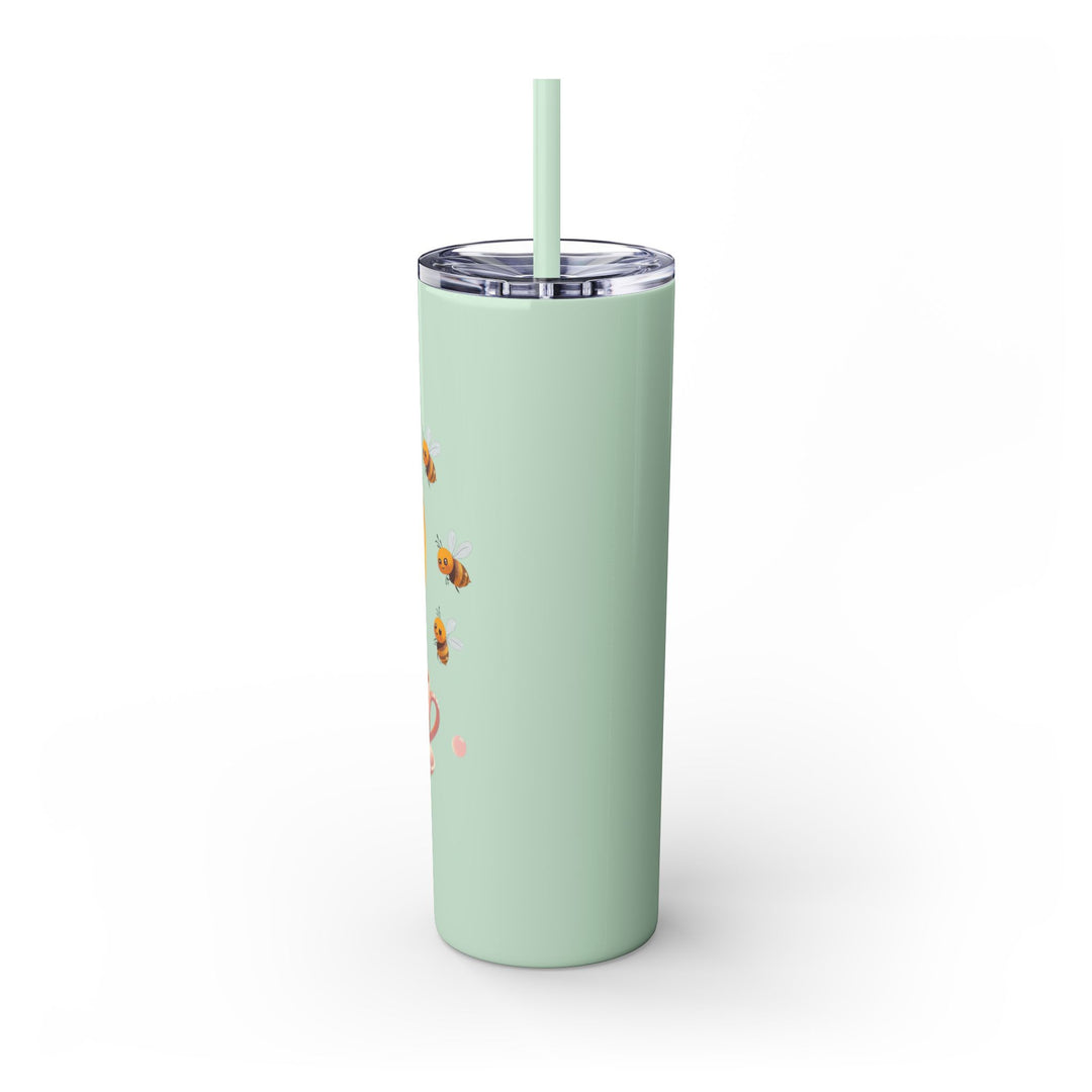 Pink Honeybee 20oz Skinny Tumbler with Straw – Cute Tea Cup Design