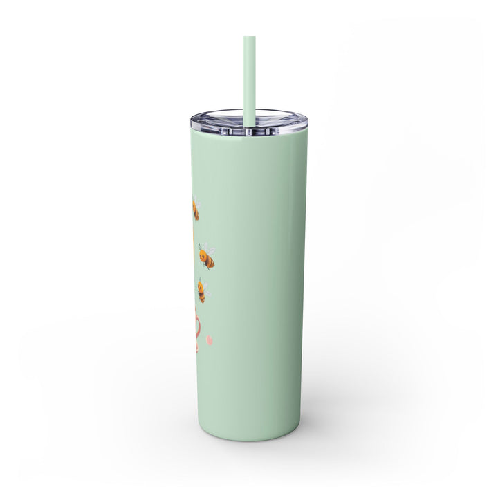 Pink Honeybee 20oz Skinny Tumbler with Straw – Cute Tea Cup Design