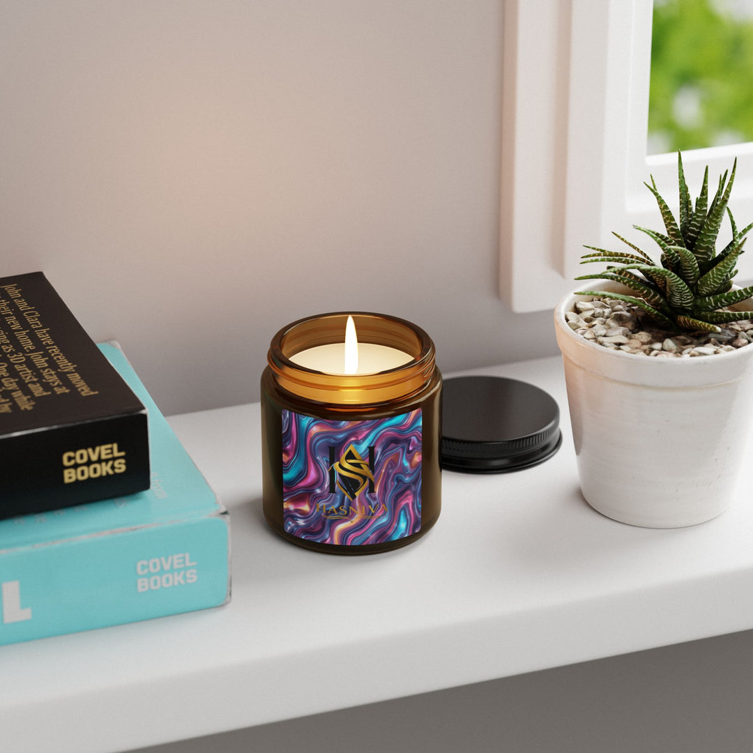 Mesmerizing Scented Soy Candle – Amber Jar, Marble Swirl, Multi-Size