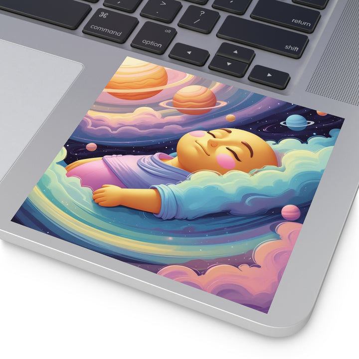 Cosmic Dreams Laminate Square Sticker – Baby Galaxy Art, Durable Vinyl