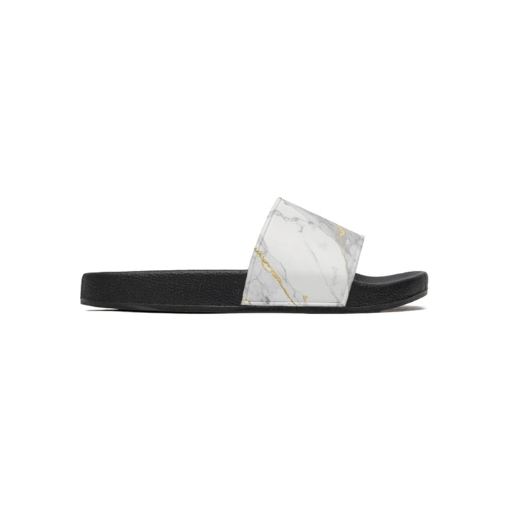 Personalized Marble Gold Men's Slide Sandals – Custom Comfort & Luxe Style