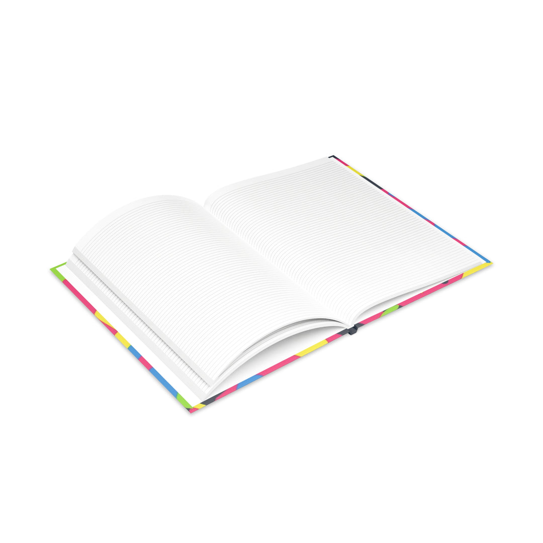 Hardcover Puffy Notebook – Neon Geometric Luxe, Customizable, A4/A5/B5