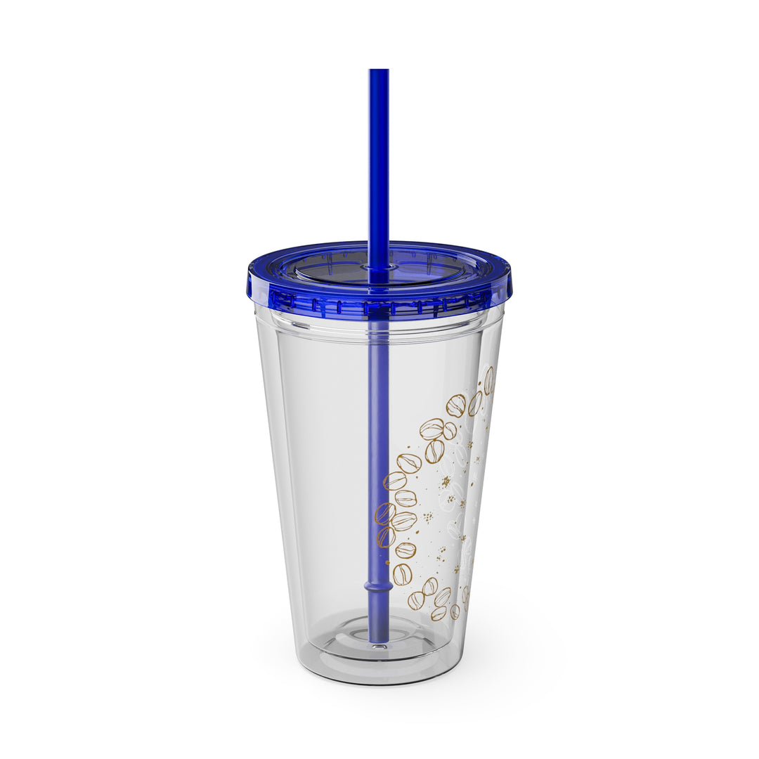 Sunsplash 16oz Coffee-Bean Tumbler with Straw – Stylish Café Vibes To-Go
