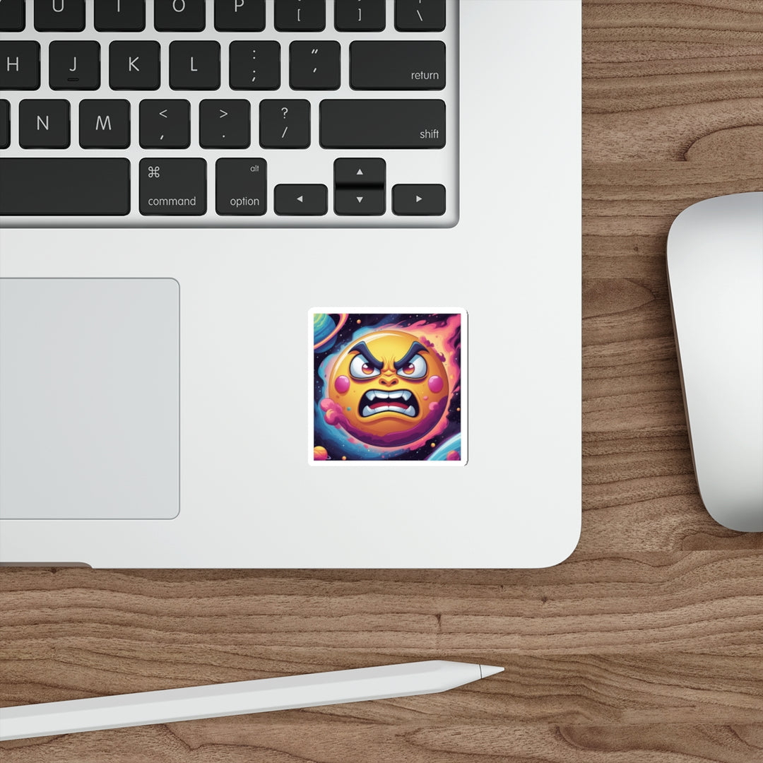 Custom Die-Cut Space Stickers – Vibrant, Cartoon Angry Sun & Planets