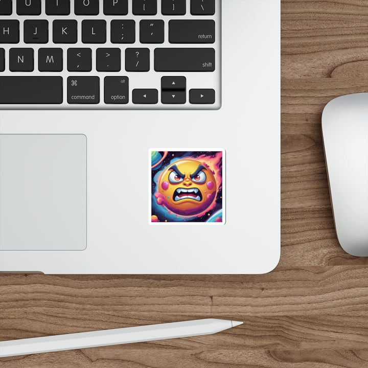 Custom Die-Cut Space Stickers – Vibrant, Cartoon Angry Sun & Planets