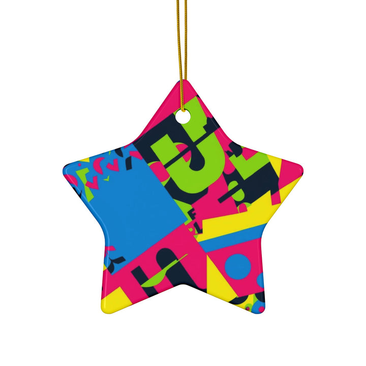 Custom Neon Geometric Ceramic Ornaments – Double-Sided, Modern & Gift-Ready
