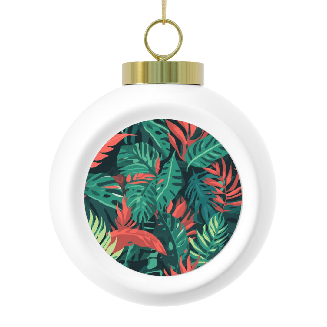 Personalized Tropical Leaf Ball Ornament – Handcrafted Holiday Tree Decor