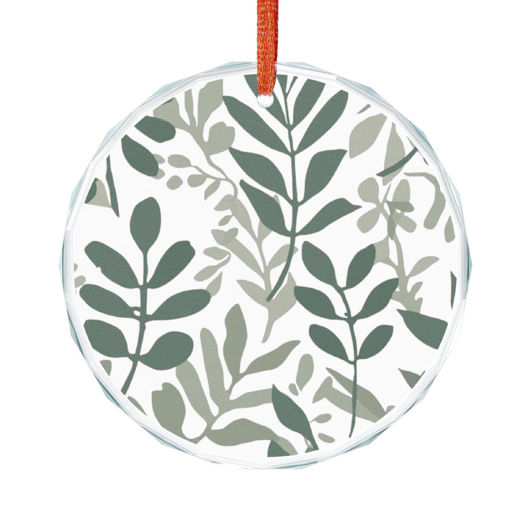 Crystal Glass Ornament – Modern Botanical Black Leafy Branches Decor Gift