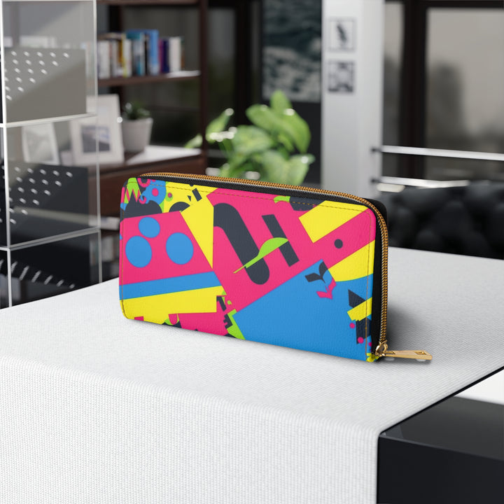 Personalized Neon Geometric Zipper Wallet – Sleek, Trendy & Secure